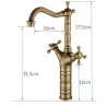 Single Hole Double Handle Antique Brushed Finish Brass Sink Faucet