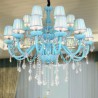 Living Room Dining Room European Large Crystal Chandelier Blue Color Pendant Light