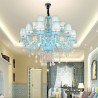 Living Room Dining Room European Large Crystal Chandelier Blue Color Pendant Light