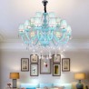 Living Room Dining Room European Large Crystal Chandelier Blue Color Pendant Light