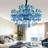 European Blue Pendant Light Bedroom Living Room Elegant Crystal Chandelier