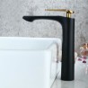 Deck Mounted Single Hole Single Handle Golden Handle Tall European Retro Style Black Bathroom Sink Faucet