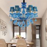 European Blue Pendant Light Bedroom Living Room Elegant Crystal Chandelier