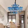 European Blue Pendant Light Bedroom Living Room Elegant Crystal Chandelier