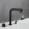 3 Hole Basin Faucet with Pull Down Sprayer Modern Sink Faucet