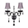 Bedroom Living Room Hallway European Style Crystal Sconce Black Two-Light Candle Wall Light