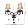 Bedroom Living Room Hallway European Style Crystal Sconce Black Two-Light Candle Wall Light