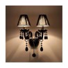 2 Light Black Crystal Wall Light with Fabric Shade