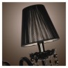 2 Light Black Crystal Wall Light with Fabric Shade