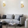 Glass Round Ball Wall Lamp with Capsule Shape Fixture Bedside Study Sconce Nordic Simple Wall Lamp