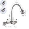 Kitchen Sink Faucet with Wall Mounted Stainless Steel Mixer Tap