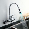 LED Color Changing Wall Mount Sink Faucet Kitchen Mixer Tap with Swivel Nozzle