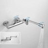 Chrome Swing-arm Pot Filler Kitchen Faucet Wall Mounted Kitchen Tap