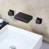 Solid Brass Waterfall Bathroom Sink Faucet in Antique Black