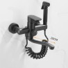 Wall Mounted Rotatable Black Brass Kitchen Faucet Mixer Tap With Spray Gun