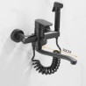 Wall Mounted Rotatable Black Brass Kitchen Faucet Mixer Tap With Spray Gun