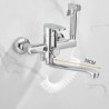 Wall Mounted Rotatable Black Brass Kitchen Faucet Mixer Tap With Spray Gun