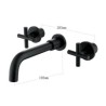 Cross Handles Bathtub Tap Black Wall Mounted Bathroom Faucet