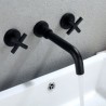 Cross Handles Bathtub Tap Black Wall Mounted Bathroom Faucet