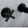 Cross Handles Bathtub Tap Black Wall Mounted Bathroom Faucet