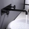 Industrial Style Brass Centerset Faucet with Embedded Box Black Wall Mounted Basin Tap