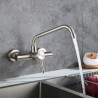 Wall Mount Outward Kitchen Faucet with Swivel Spout in Stainless Steel