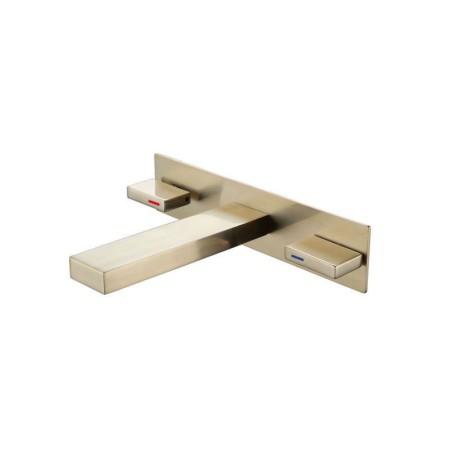 Available in Brushed Gold/Black Wall Mounted Centerset Basin Faucet Brass Bathroom Sink Tap with Embedded Box