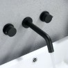 2 Handles Black Wall Mount Bathroom Sink Tap