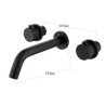 2 Handles Black Wall Mount Bathroom Sink Tap