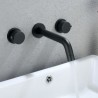 2 Handles Black Wall Mount Bathroom Sink Tap