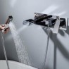 Chrome Wall-Mount Bathtub Tap with Handheld Shower Contemporary Waterfall Tub Faucet