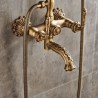 Wall Mounted Tub Mixer with Hand Sprayer in Antique Brushed Brass Clawfoot Bathtub Faucet