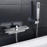 Waterfall Bath and Shower Mixer Tap Chrome/Black Wall Mount Bath Tub Filler Faucet Set