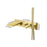 Wall Mounted Waterfall Bath Shower System with Brushed Gold Bathtub Faucet