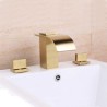 Split Brushed Gold Bathroom Sink Tap Brass Curved Waterfall Basin Faucet