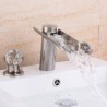 Split Dual Handle Waterfall Brass Basin Tap Bathroom Sink Faucet