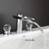 Split Dual Handle Waterfall Brass Basin Tap Bathroom Sink Faucet