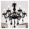 Black Chandelier 6 Light Silver Vintage in Crystal Feature