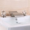 Split Curved Bathroom Sink Faucet with Waterfall Brass Basin Tap