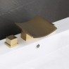 Optional Waterfall Brass Split Basin Faucet with Dual Handles Tub Tap in Brushed Gold/Brushed Nickel