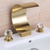 Bathroom Sink Tap with Curved Waterfall Spout in Golden Brass