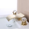 Split Curved Bathroom Sink Faucet with Waterfall Brass Basin Tap