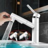 Pull Out Basin Mixer Tap For Bathroom Sink With Swivel Spout