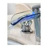 LED Glass Faucet Widespread Bathroom Sink Mixer Tap Two Crystal Handles Color Changing No Battery Required