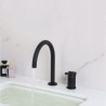 Black Curved Bathroom Sink Tap Contemporary Round Basin Faucet