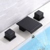 Waterfall Widespread Matte Black Square Basin Faucet Bathroom Sink Tap