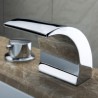 Solid Brass Chrome Finish LED Waterfall Widespread Bathroom Sink Faucet