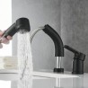 Liftable Pull Out Bathroom Sink Tap Two Hole Split Faucet in Black