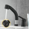 Liftable Pull Out Bathroom Sink Tap Two Hole Split Faucet in Black