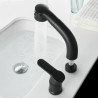 Liftable Pull Out Bathroom Sink Tap Two Hole Split Faucet in Black